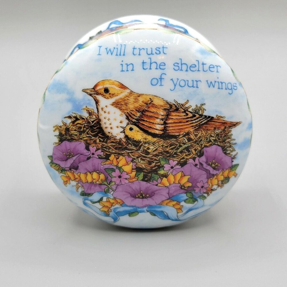 Birds on Nest Trinket Box with Flowers Imperial Porcelain Jewelry Box